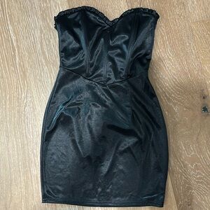 Apricot Lane Blue Blush Black corset Strapless Dress